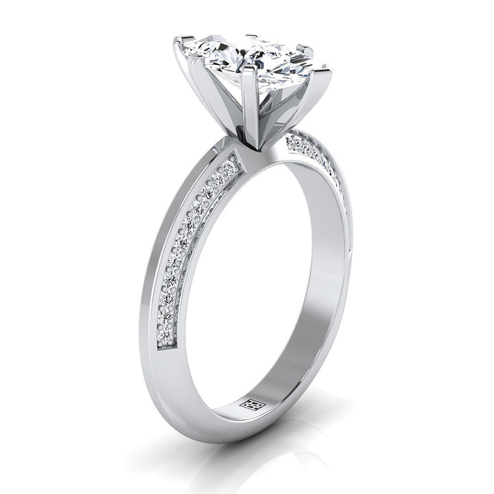 Knife Edge Micro-Pavé Marquise, in 18K White Gold – side profile | RockHer