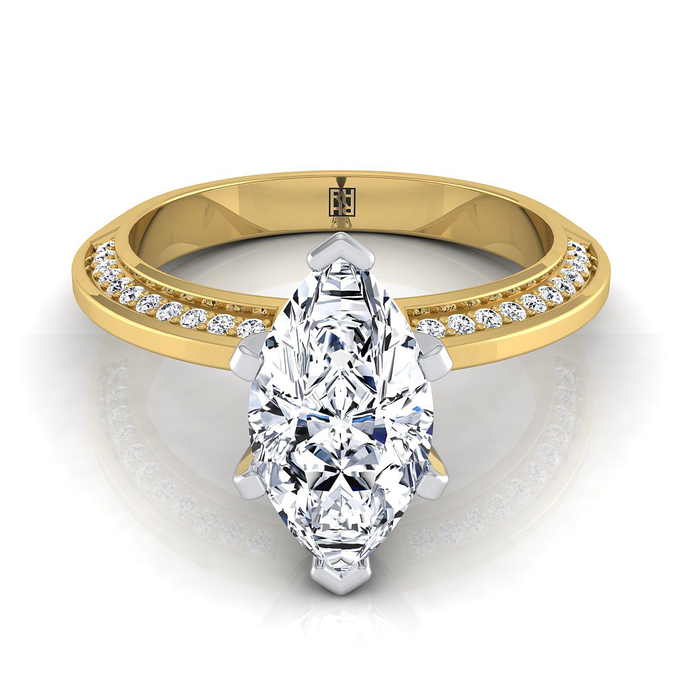 Knife Edge Micro-Pavé Marquise, in 18K Yellow Gold | RockHer