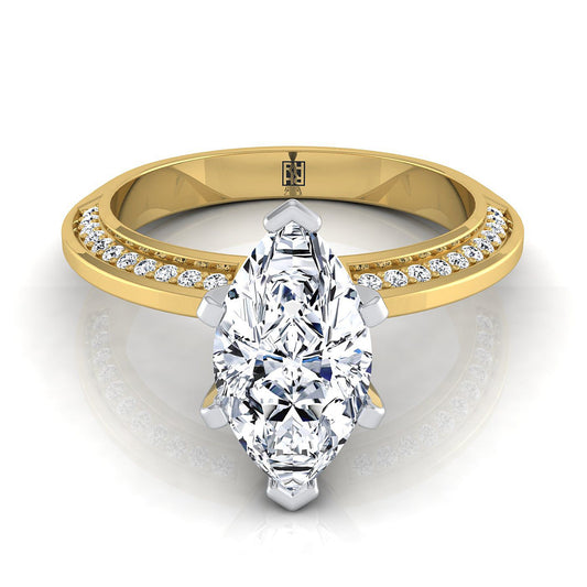 Knife Edge Micro-Pavé Marquise, in 18K Yellow Gold | RockHer