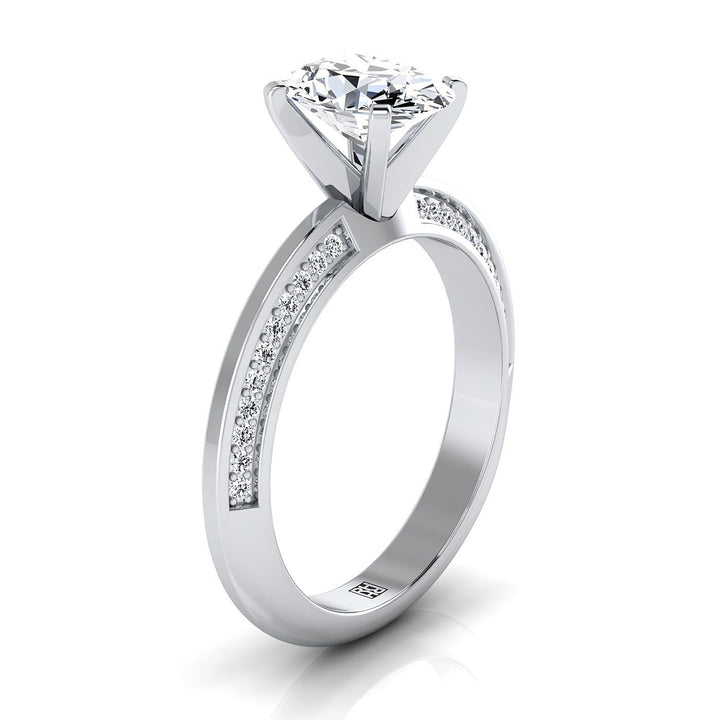 Knife Edge Micro-Pavé Oval, in 18K White Gold – side profile | RockHer