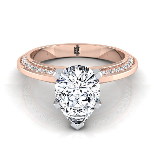 Knife Edge Micro-Pavé Pear Shape, in 14K Rose Gold, pave setting | RockHer