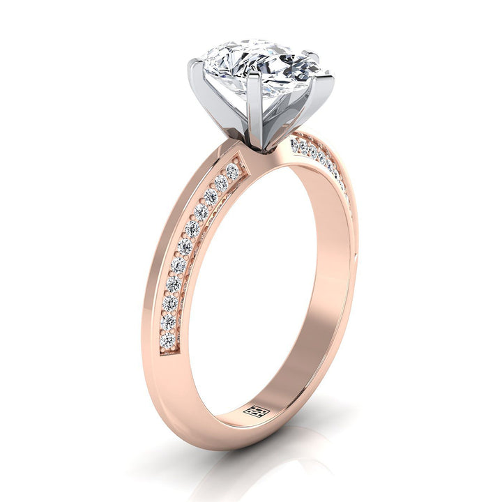 Knife Edge Micro-Pavé Pear Shape, in 14K Rose Gold, pave setting – side profile | RockHer