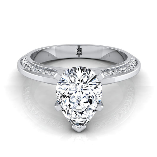 Knife Edge Micro-Pavé Pear Shape, in 18K White Gold | RockHer
