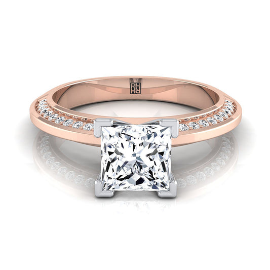 Knife Edge Micro-Pavé Princess, in 14K Rose Gold, pave setting | RockHer