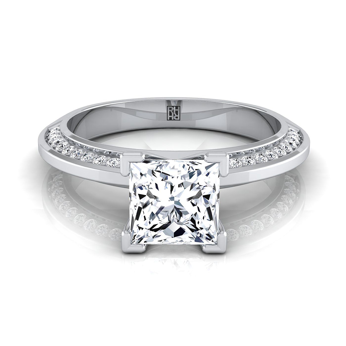 Knife Edge Micro-Pavé Princess, in 18K White Gold | RockHer