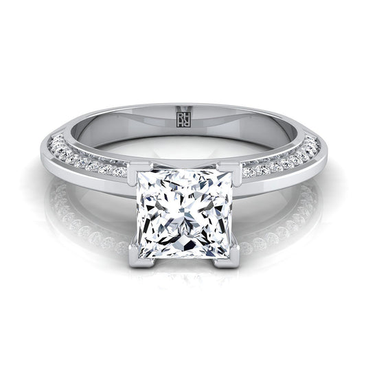 Knife Edge Micro-Pavé Princess, in 18K White Gold | RockHer