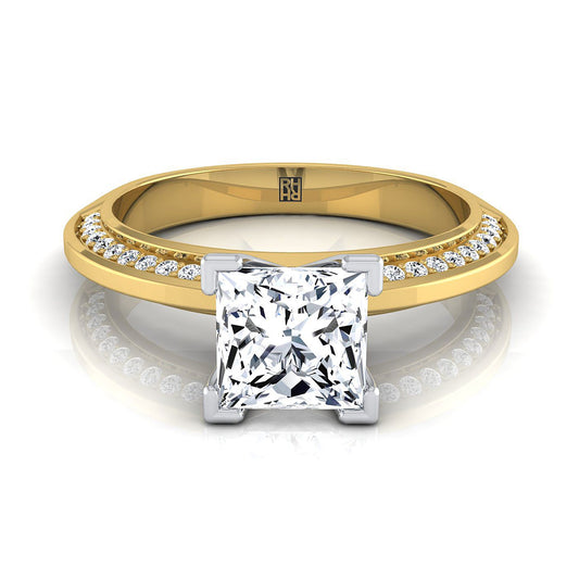 Knife Edge Micro-Pavé Princess, in 18K Yellow Gold | RockHer