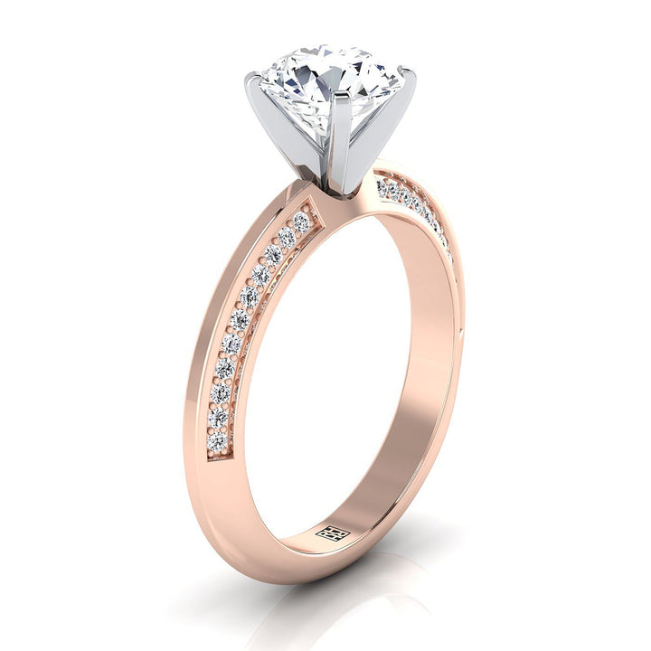 Round Brilliant, Knife Edge Micro-Pavé, in 14K Rose Gold, pave setting – side profile | RockHer