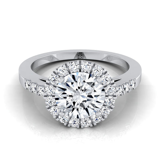 Round Brilliant, East West Horizontal Halo Round, in 18K White Gold | RockHer