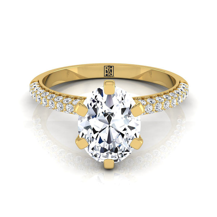 Three Row French Pavé Oval, in 18K Yellow Gold – view 8 | RockHer