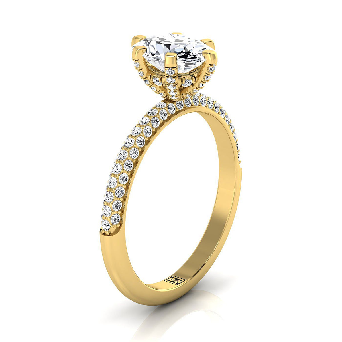 ตัวเรือนแหวนหมั้นเพชร Daisy ทรงรี ทองคำเหลือง 18K จาก RockHer