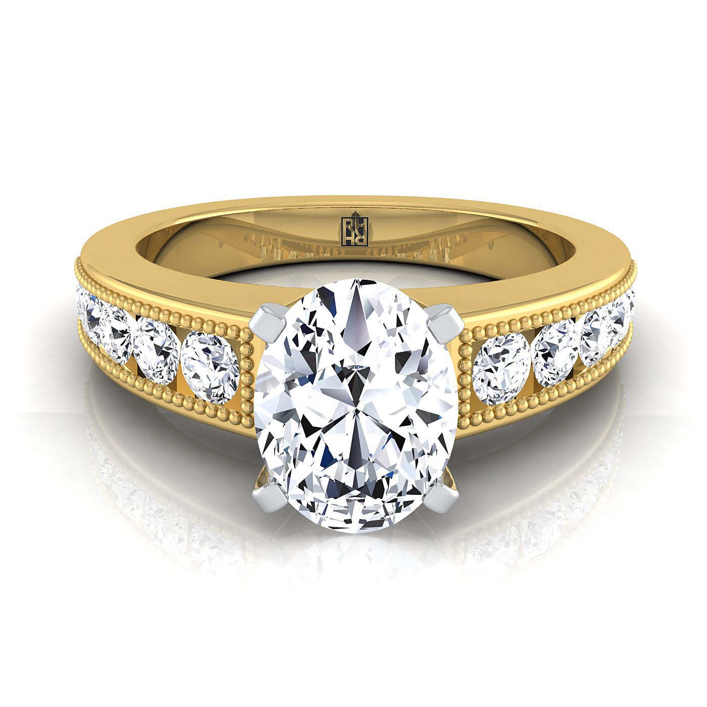 Antique Milgrain Channel Solitaire Oval, in 18K Yellow Gold | RockHer