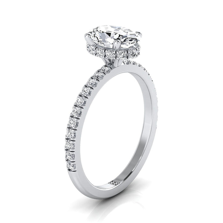 Secret Halo French Pavé Solitaire Oval, in Platinum – view 9 | RockHer