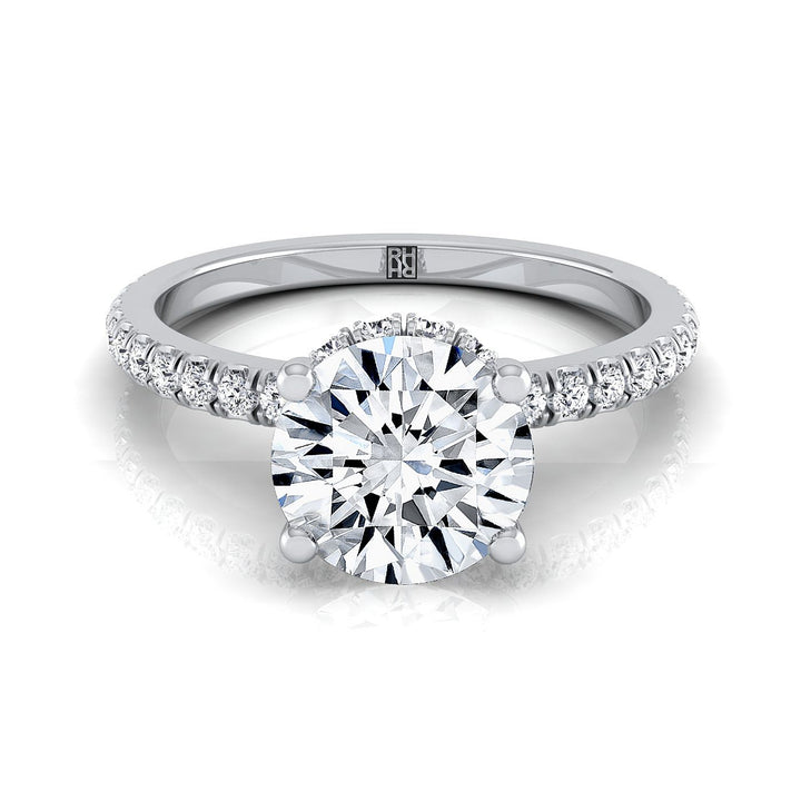Round Brilliant, Secret Halo French Pavé Solitaire, in Platinum – view 8 | RockHer