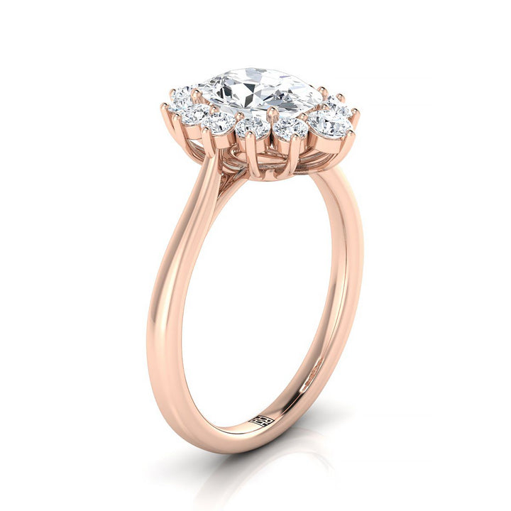 Floral Halo Oval, in 14K Rose Gold, prong setting – view 9 | RockHer
