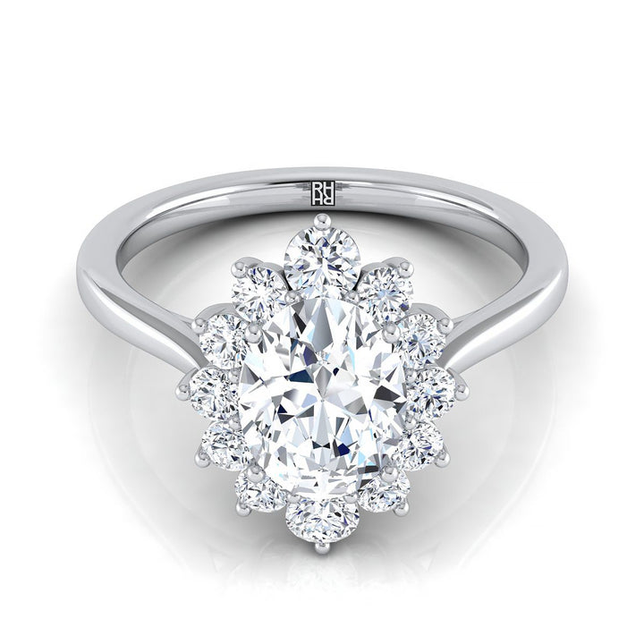Floral Halo Oval, in Platinum – view 8 | RockHer
