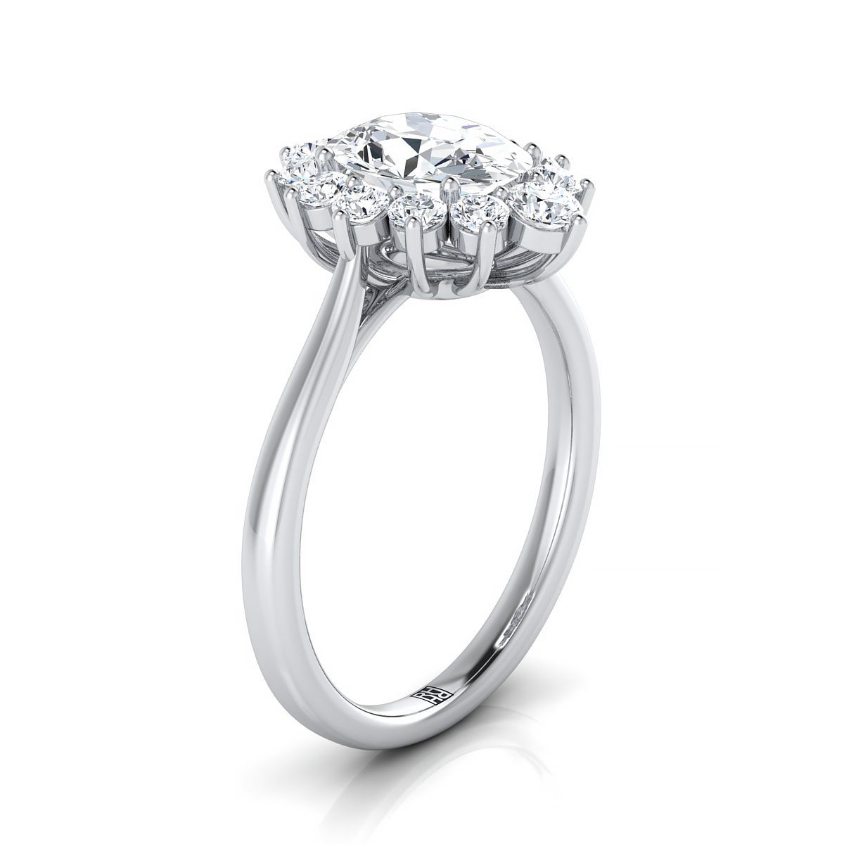 Floral Halo Oval, in Platinum – view 9 | RockHer
