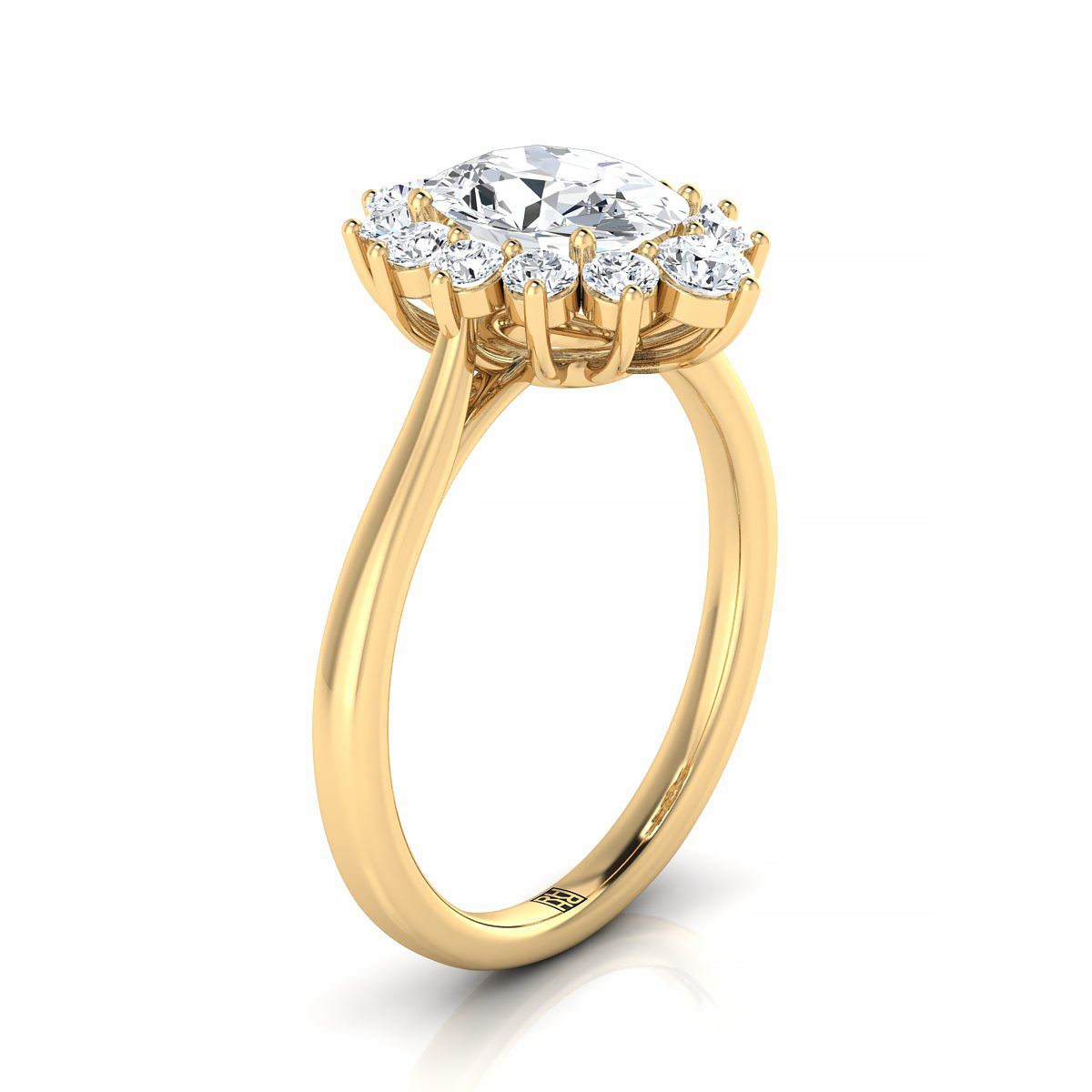 Floral Halo Oval, in 18K Yellow Gold – view 9 | RockHer
