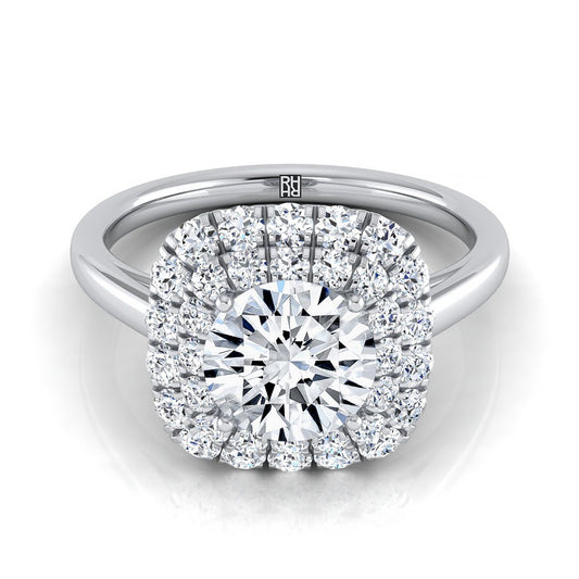 Round Brilliant, Stair Step Double Halo, in Platinum | RockHer