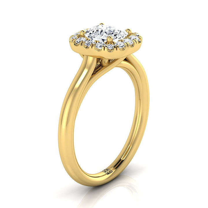 High Polish Simple Halo Cushion, in 18K Yellow Gold, prong setting – view 9 | RockHer