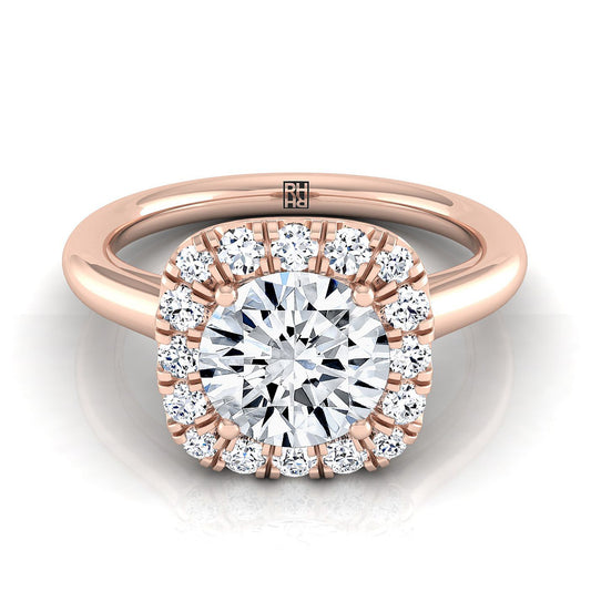 Round Brilliant, High Polish Simple Halo, in 14K Rose Gold | RockHer