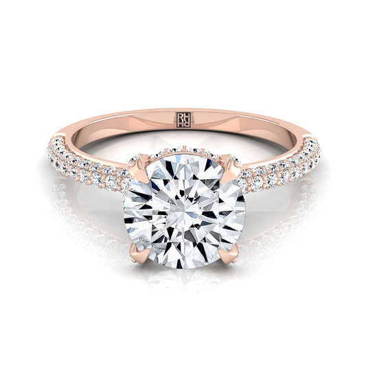 Round Brilliant, Diamond Encrusted Claw Triple Pavé, in 14K Rose Gold, prong setting | RockHer