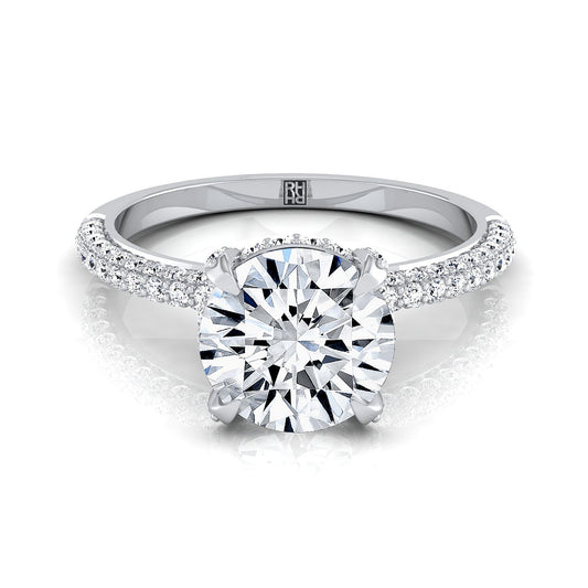 Round Brilliant, Diamond Encrusted Claw Triple Pavé, in Platinum | RockHer