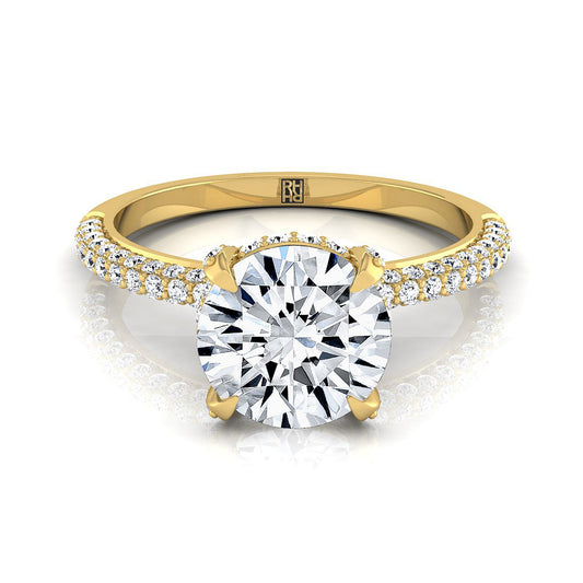Round Brilliant, Diamond Encrusted Claw Triple Pavé, in 18K Yellow Gold | RockHer