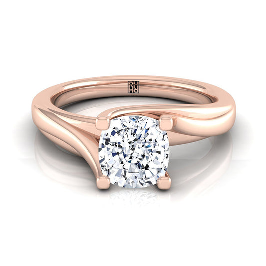 Twisted Bypass Solitaire Cushion, in 14K Rose Gold, prong setting | RockHer