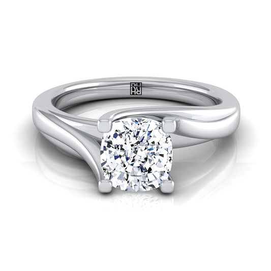 Twisted Bypass Solitaire Cushion, in 18K White Gold | RockHer