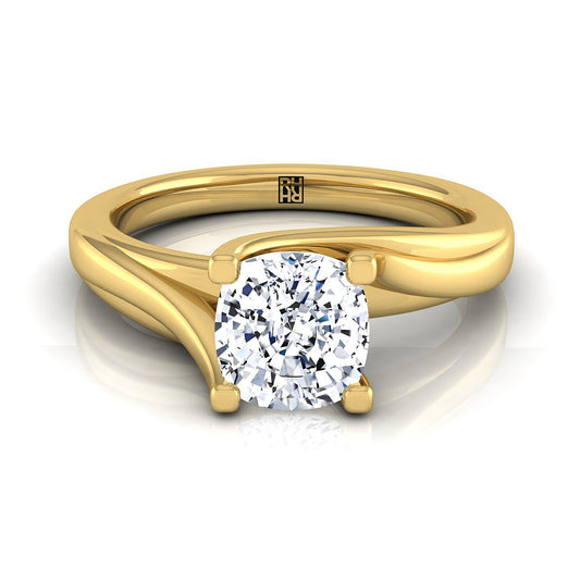 Twisted Bypass Solitaire Cushion, in 18K Yellow Gold | RockHer
