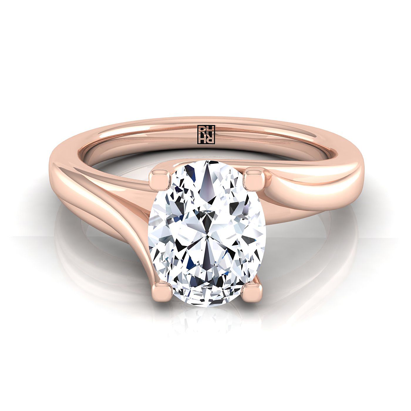 Twisted Bypass Solitaire Oval, in 14K Rose Gold | RockHer