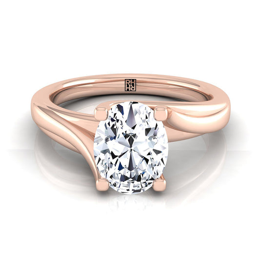 Twisted Bypass Solitaire Oval, in 14K Rose Gold | RockHer
