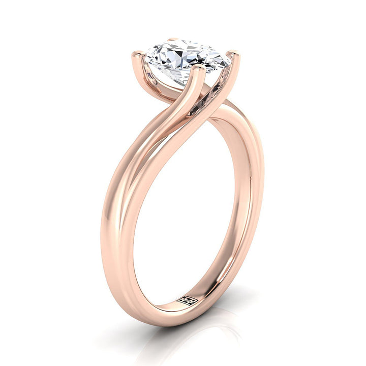 Twisted Bypass Solitaire Oval, in 14K Rose Gold – side profile | RockHer