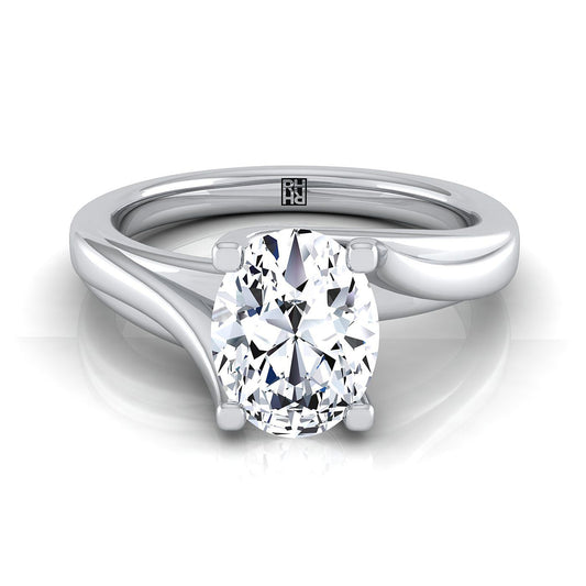 Twisted Bypass Solitaire Oval, in 18K White Gold | RockHer