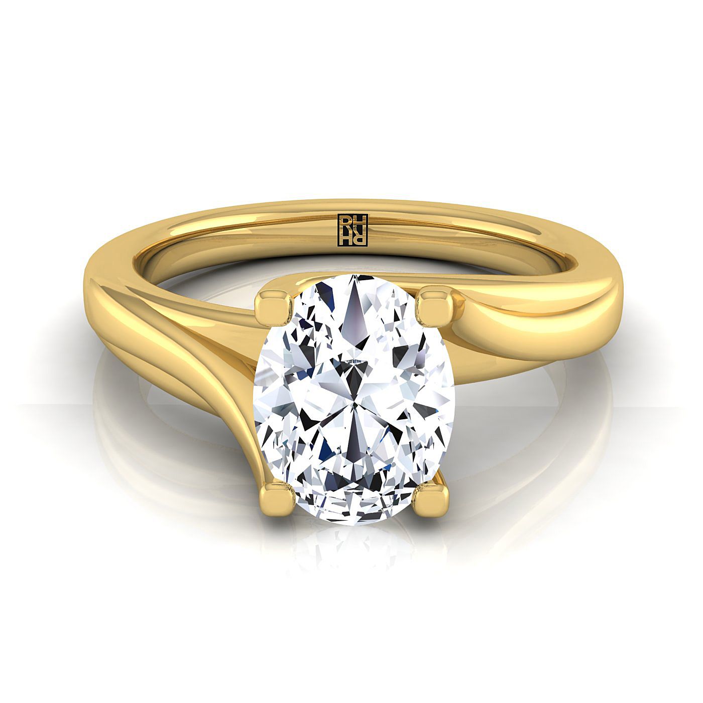 Twisted Bypass Solitaire Oval, in 18K Yellow Gold | RockHer