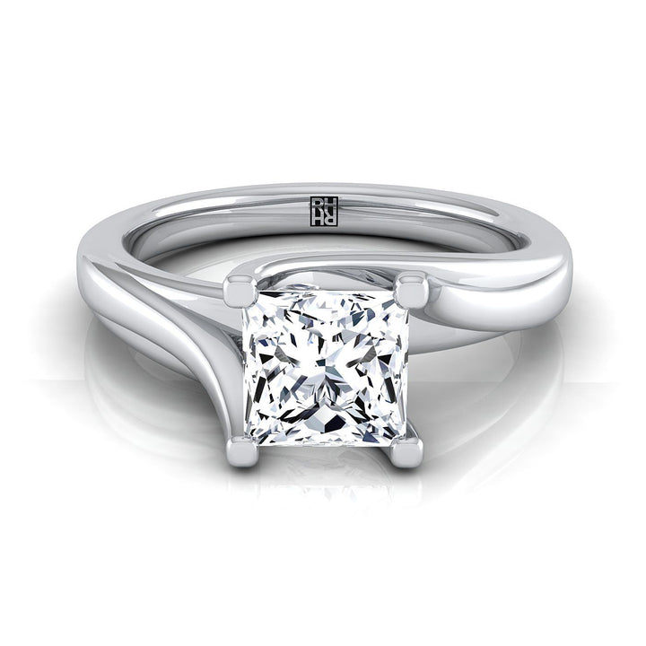 Twisted Bypass Solitaire Princess, in 18K White Gold – view 8 | RockHer