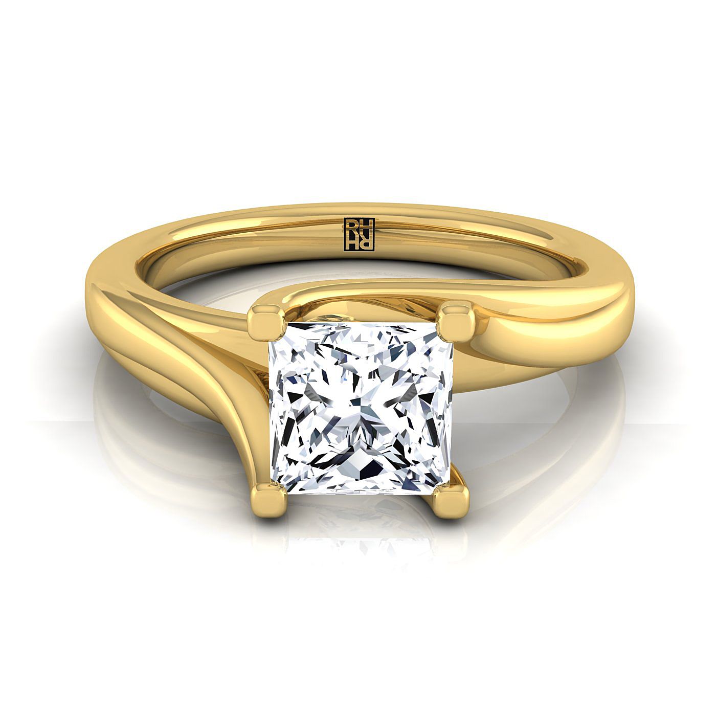 Twisted Bypass Solitaire Princess, in 18K Yellow Gold | RockHer