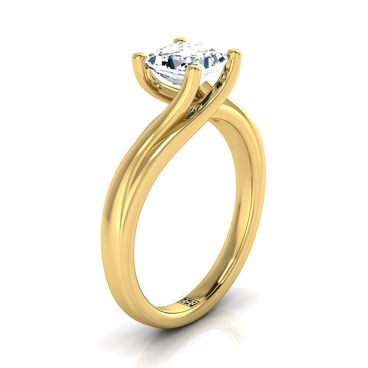 Twisted Bypass Solitaire Princess, in 18K Yellow Gold – side profile | RockHer