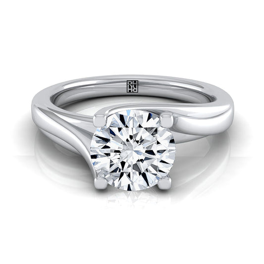 Round Brilliant, Twisted Bypass Solitaire, in 18K White Gold | RockHer