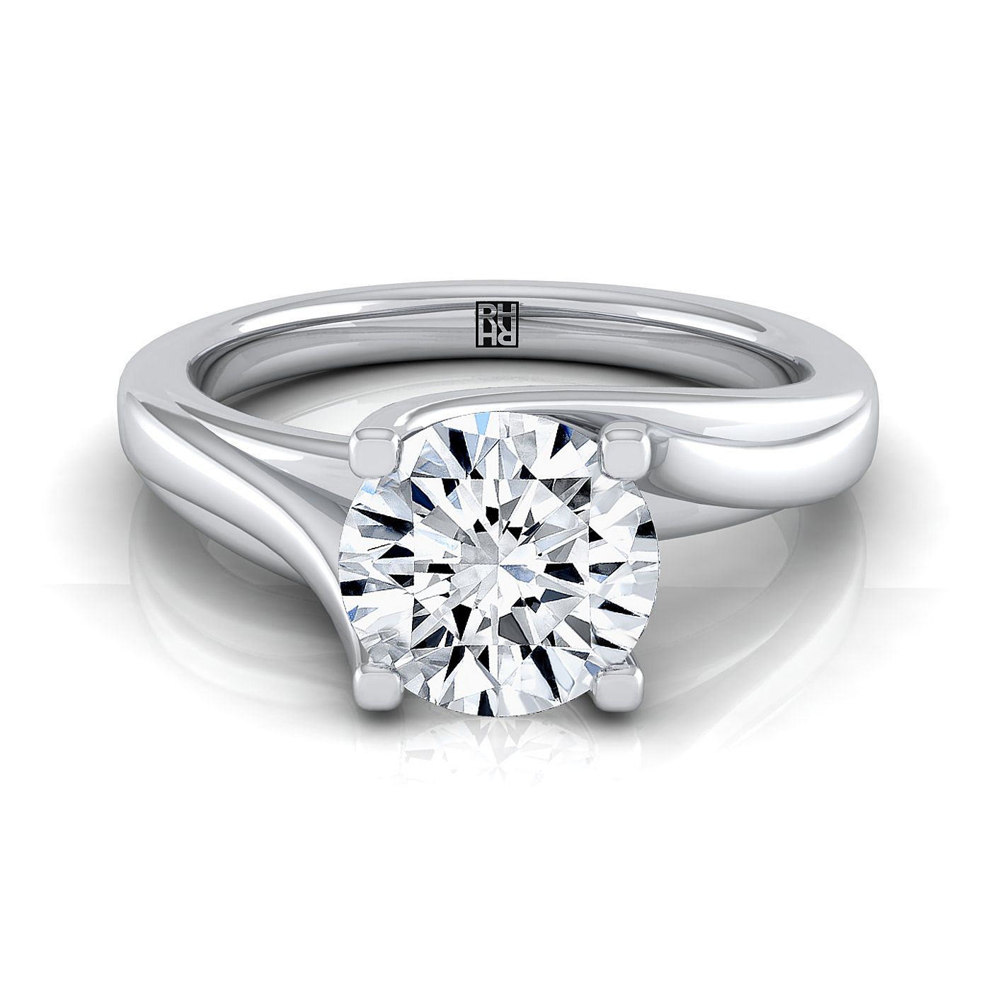 Round Brilliant, Twisted Bypass Solitaire, in Platinum | RockHer