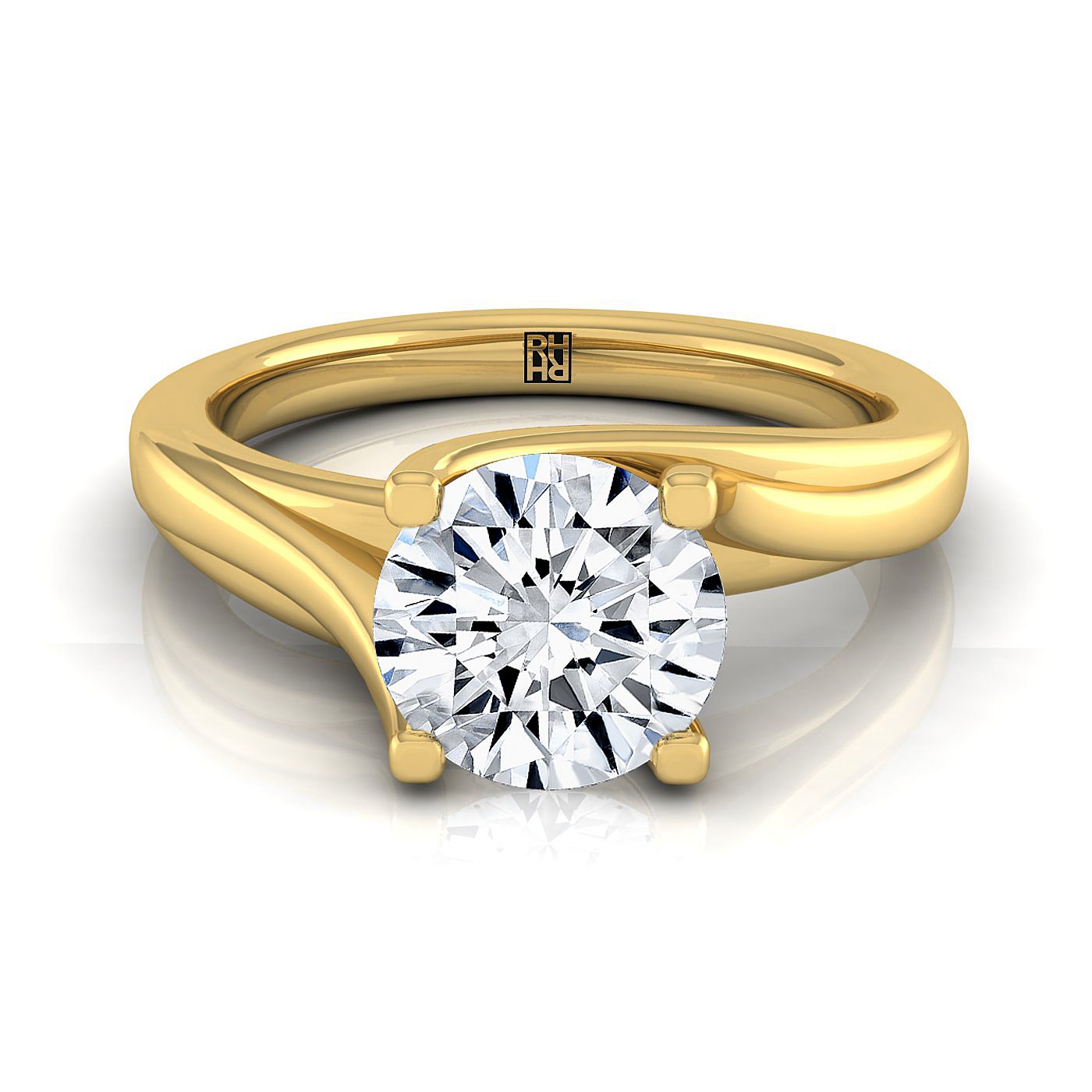 Round Brilliant, Twisted Bypass Solitaire, in 18K Yellow Gold | RockHer