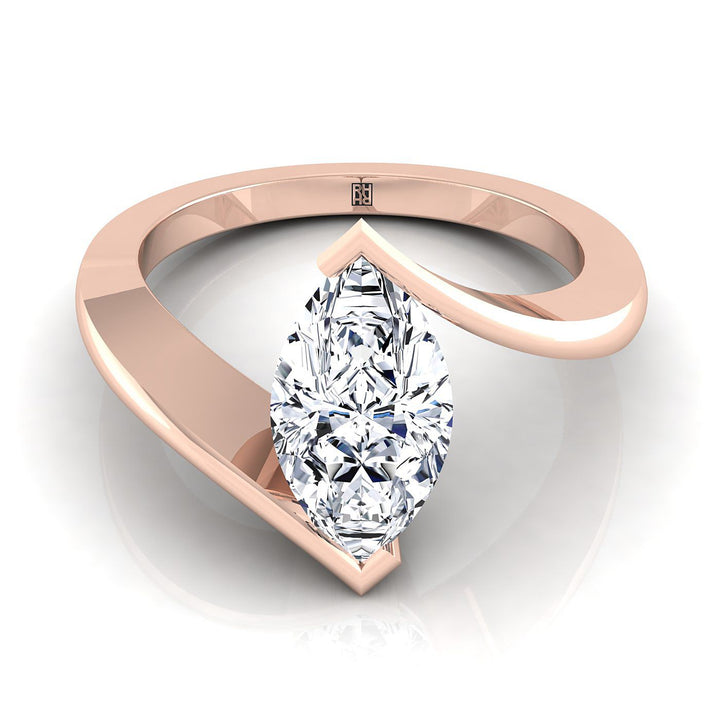 ตัวเรือนแหวนหมั้น Julia ทรงมาคี ฝังแรงบีบ ทองคำชมพู 14K จาก RockHer