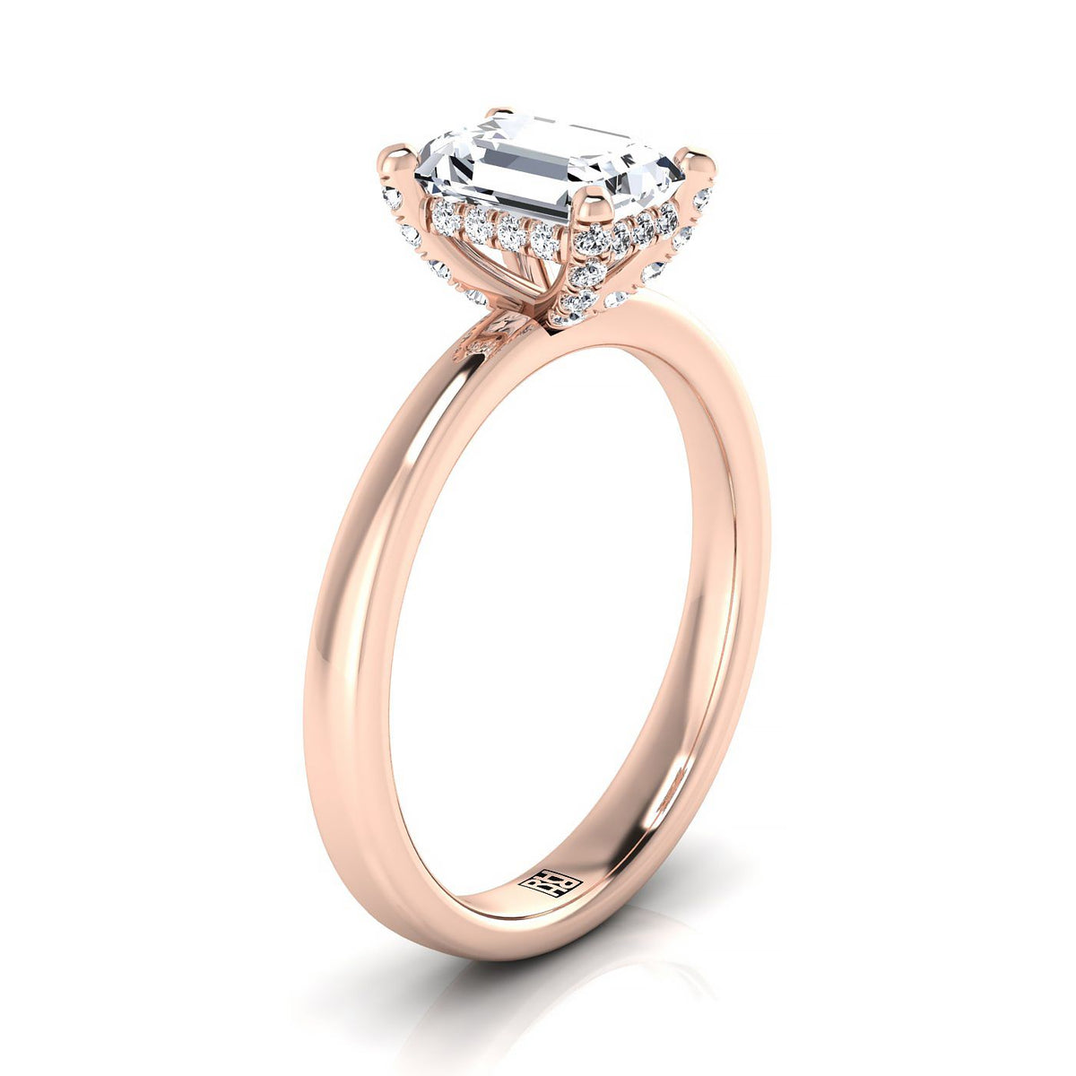 ตัวเรือนแหวนหมั้นเพชร Lana ทรงมรกต ฝังหนาม ทองคำชมพู 14K จาก RockHer