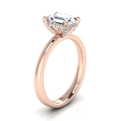 ตัวเรือนแหวนหมั้นเพชร Lana ทรงมรกต ฝังหนาม ทองคำชมพู 14K จาก RockHer