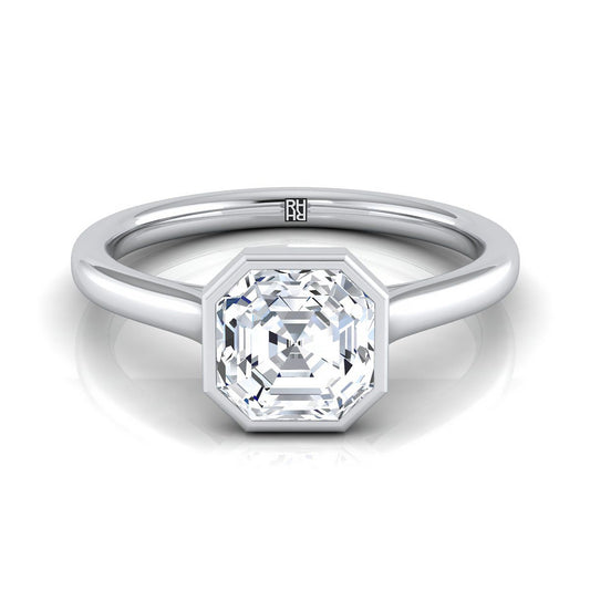 Simple Bezel Solitaire Asscher, in Platinum | RockHer