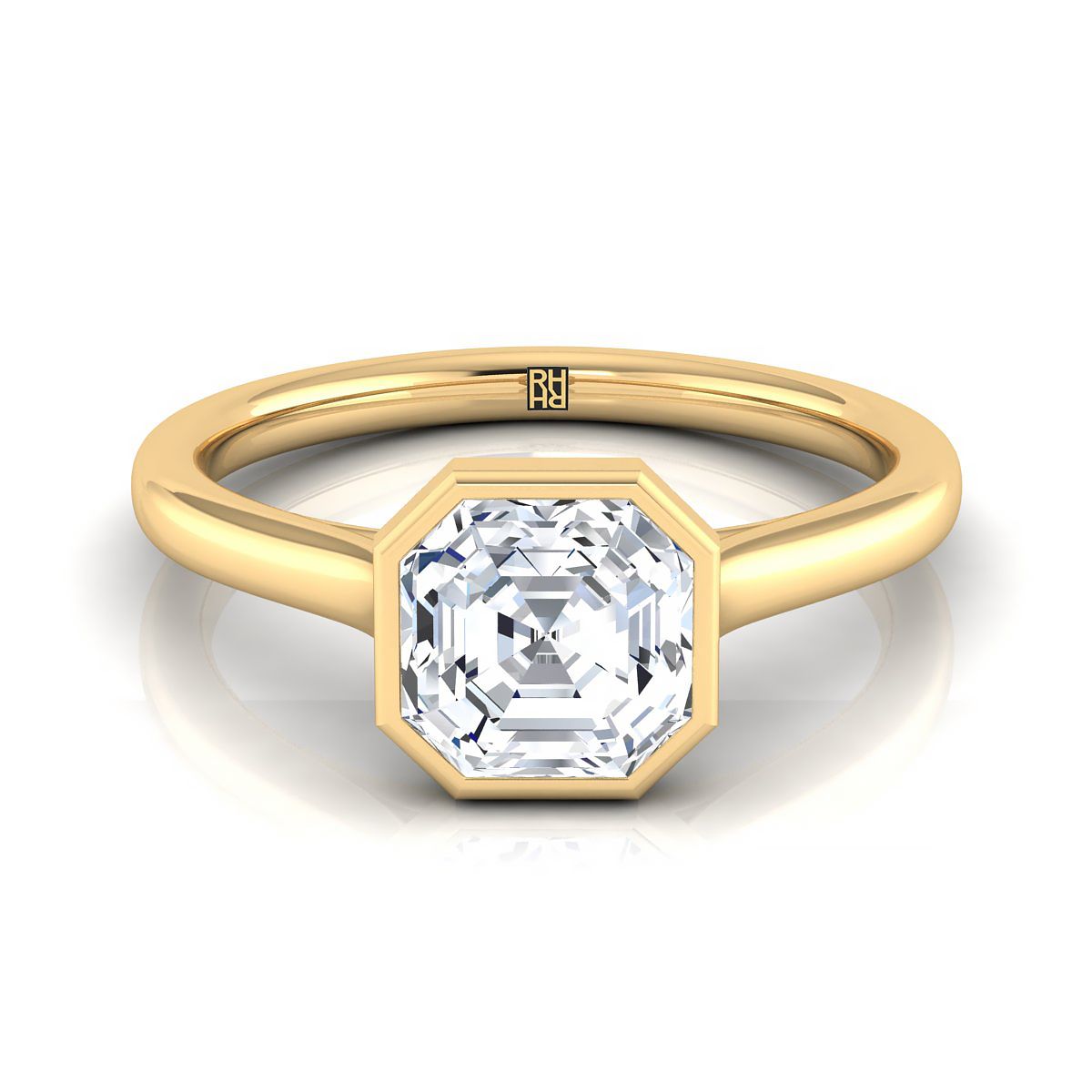 Simple Bezel Solitaire Asscher, in 18K Yellow Gold | RockHer