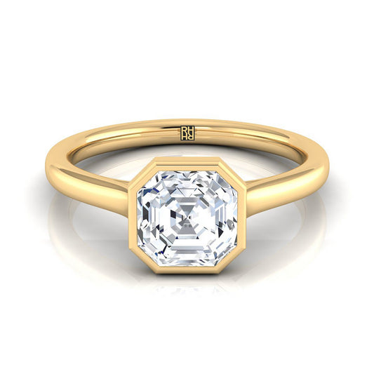 Simple Bezel Solitaire Asscher, in 18K Yellow Gold | RockHer