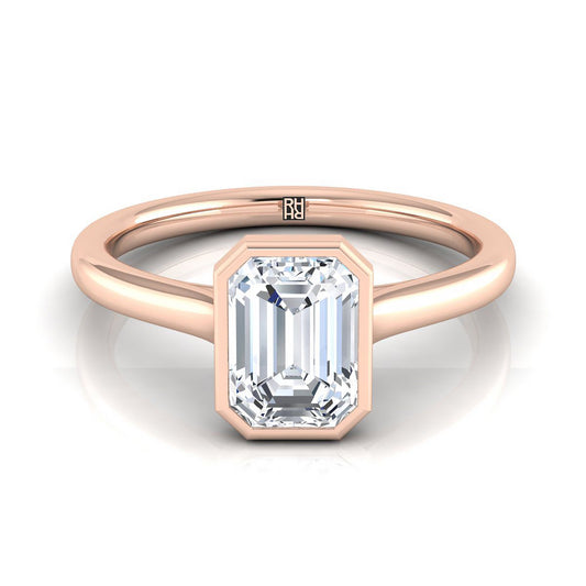 European Cut, Simple Bezel Solitaire Emerald, in 14K Rose Gold | RockHer