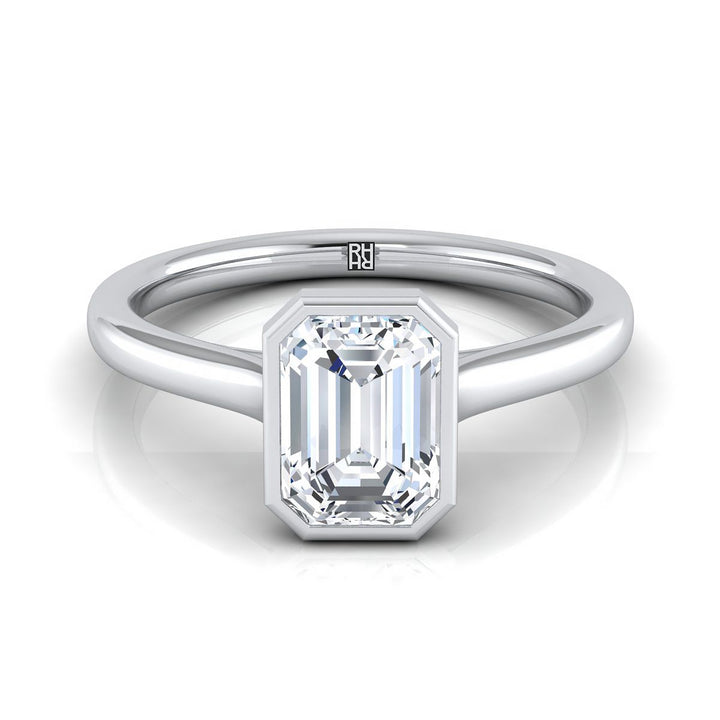 European Cut, Simple Bezel Solitaire Emerald, in Platinum | RockHer
